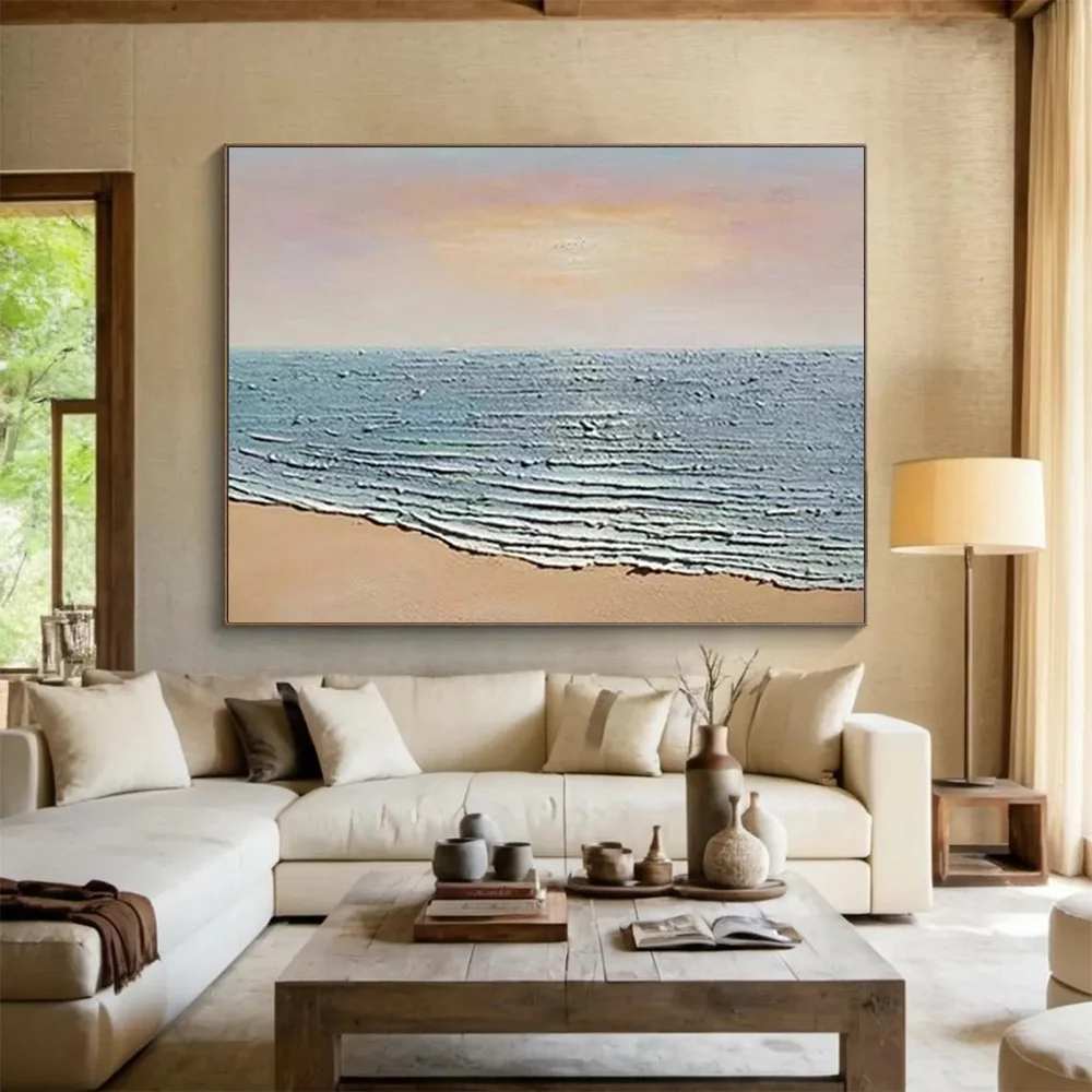 Seashore Original Living Coastal Abstract Wall Art K38U6